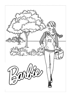 Barbie Doll Walking In The Forest Coloring Pages Pdf, Free Vectors File